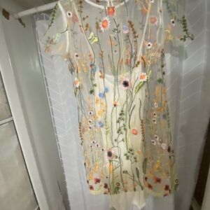 Floral Embroidered Mini Dress